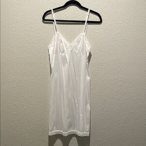 Vanity Fair White Chemise with Lace Trim